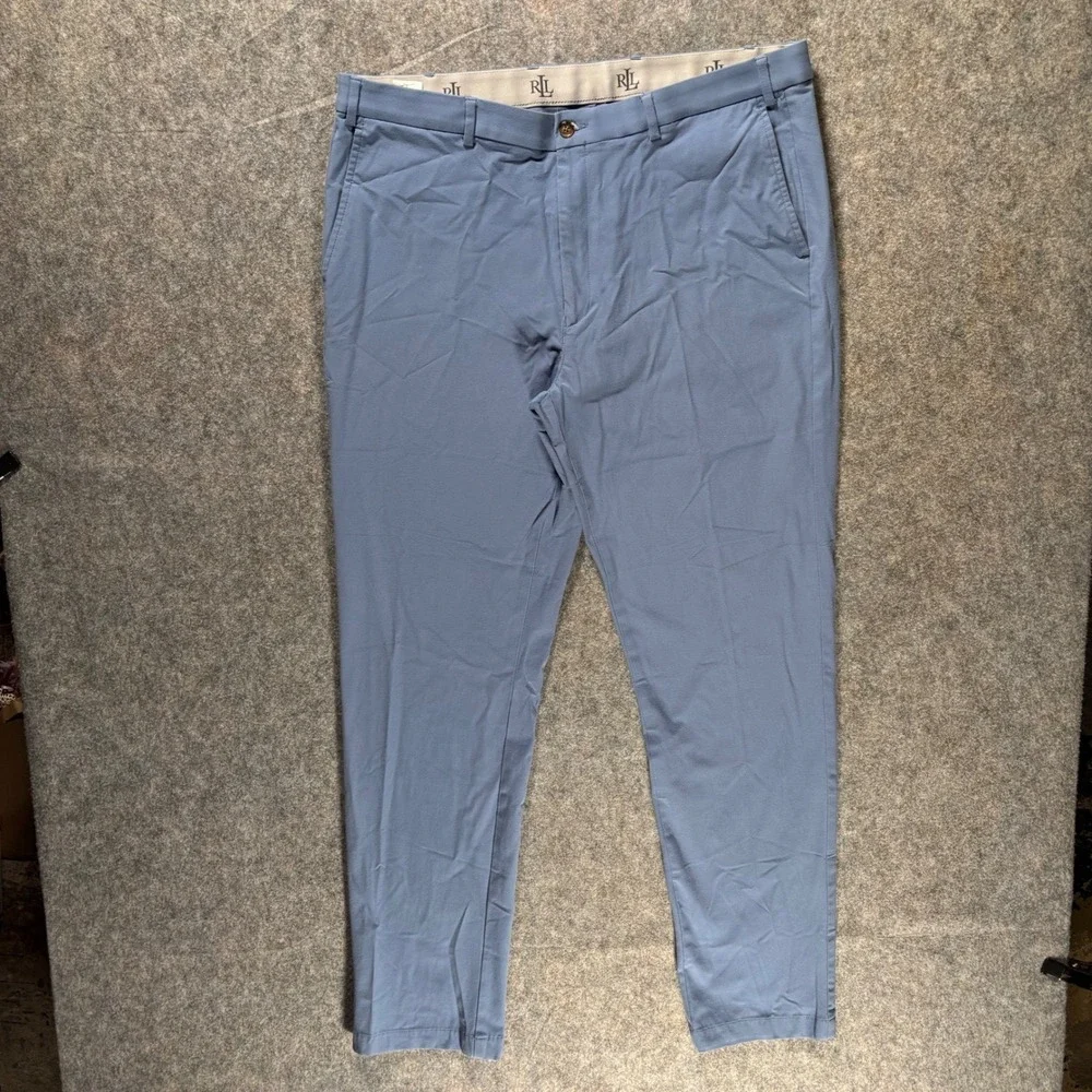 Lauren Ralph Lauren Classic Fit Cotton Stretch Chino Pants Blue 38x34 Flat Front